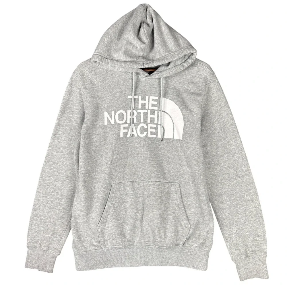 The North Face Mens Half Dome Pullover Hoodie Gray White Logo Size Medium Casual